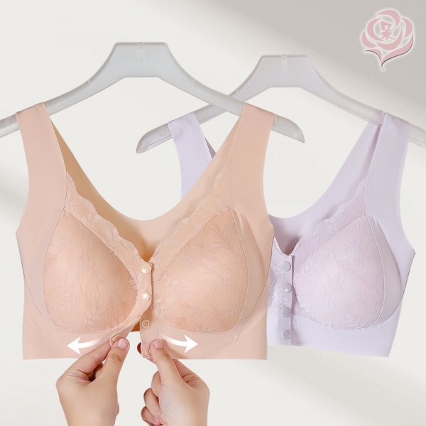 全尺碼-細緻蕾絲前扣式內衣 無痕美背/哺乳內衣/媽媽內衣/加大尺碼34.36.38.40.42.44(8010)-唐朵拉